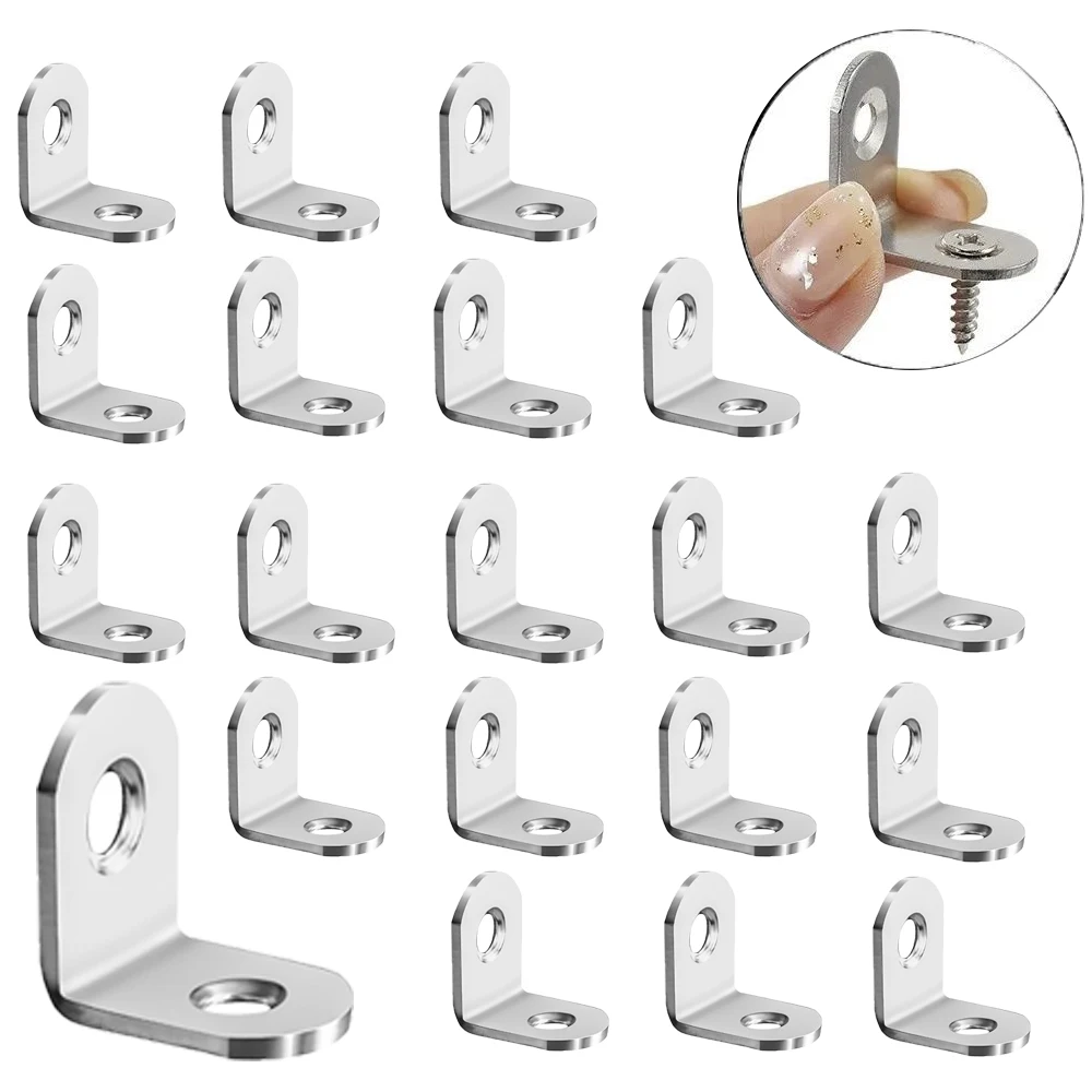 

20pcs L-shaped Thickened Stainless Steel Bracket - 90 Degree Right Angle Wall Shelf Support Bracket , Connector