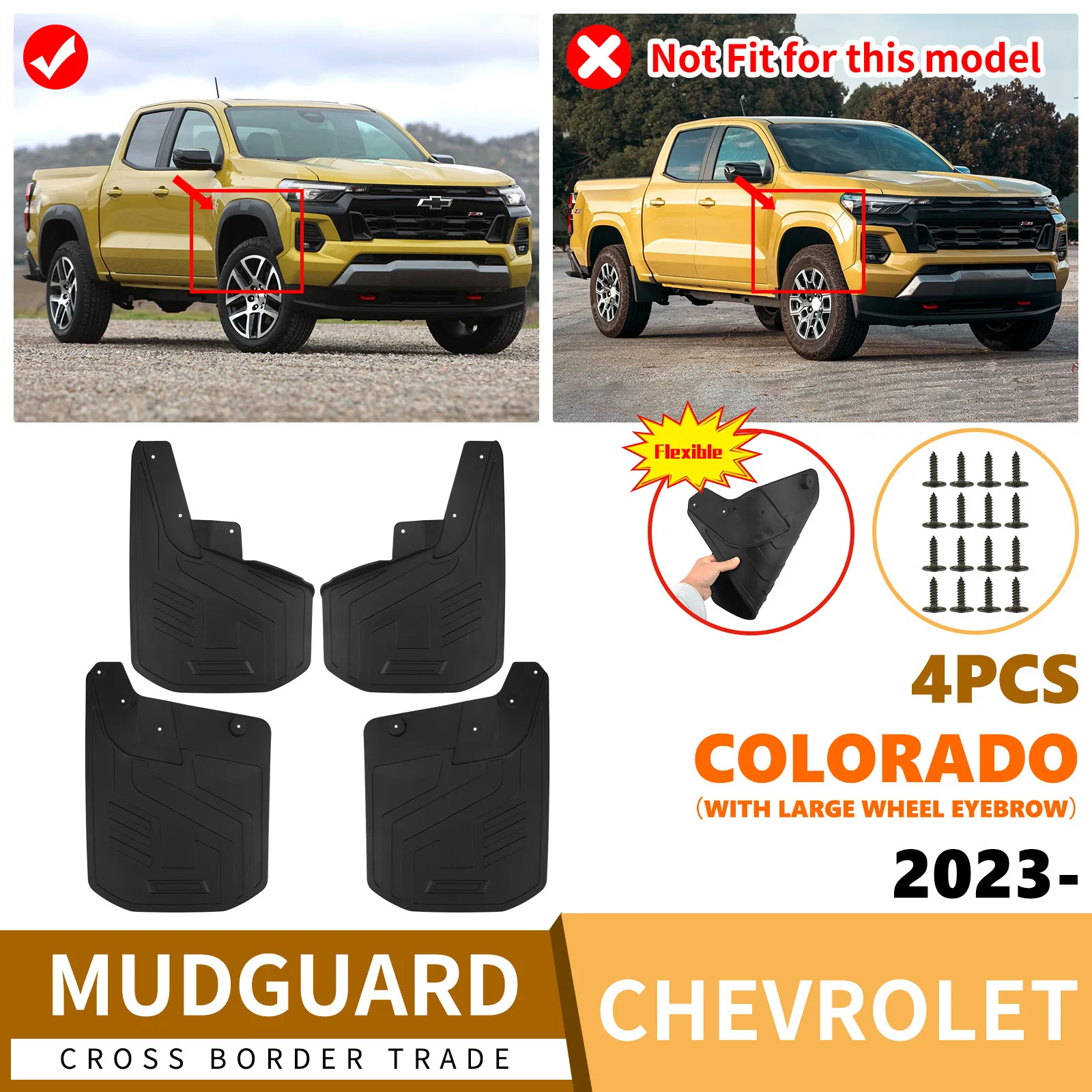 For Chevrolet Colorado 2023-2025 large wheel brow car fender skin car accessories fender flares mud flaps