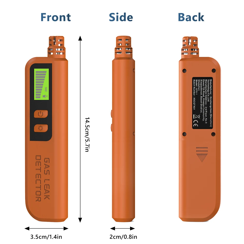 LCD Display Combustible Gas Detector 50-1000ppm Gases Concentration Analyzer Methane CH2C12 C4H10 Gas Leak Detector Leakage Tool