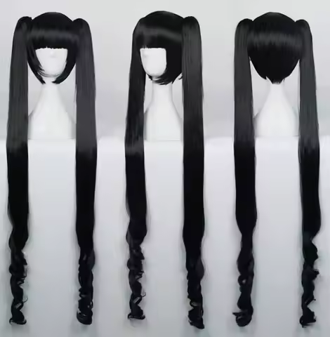 100cm Long Straight Synthetic Hair Wigs Hestia Anime Cosplay ponytail lady's wig