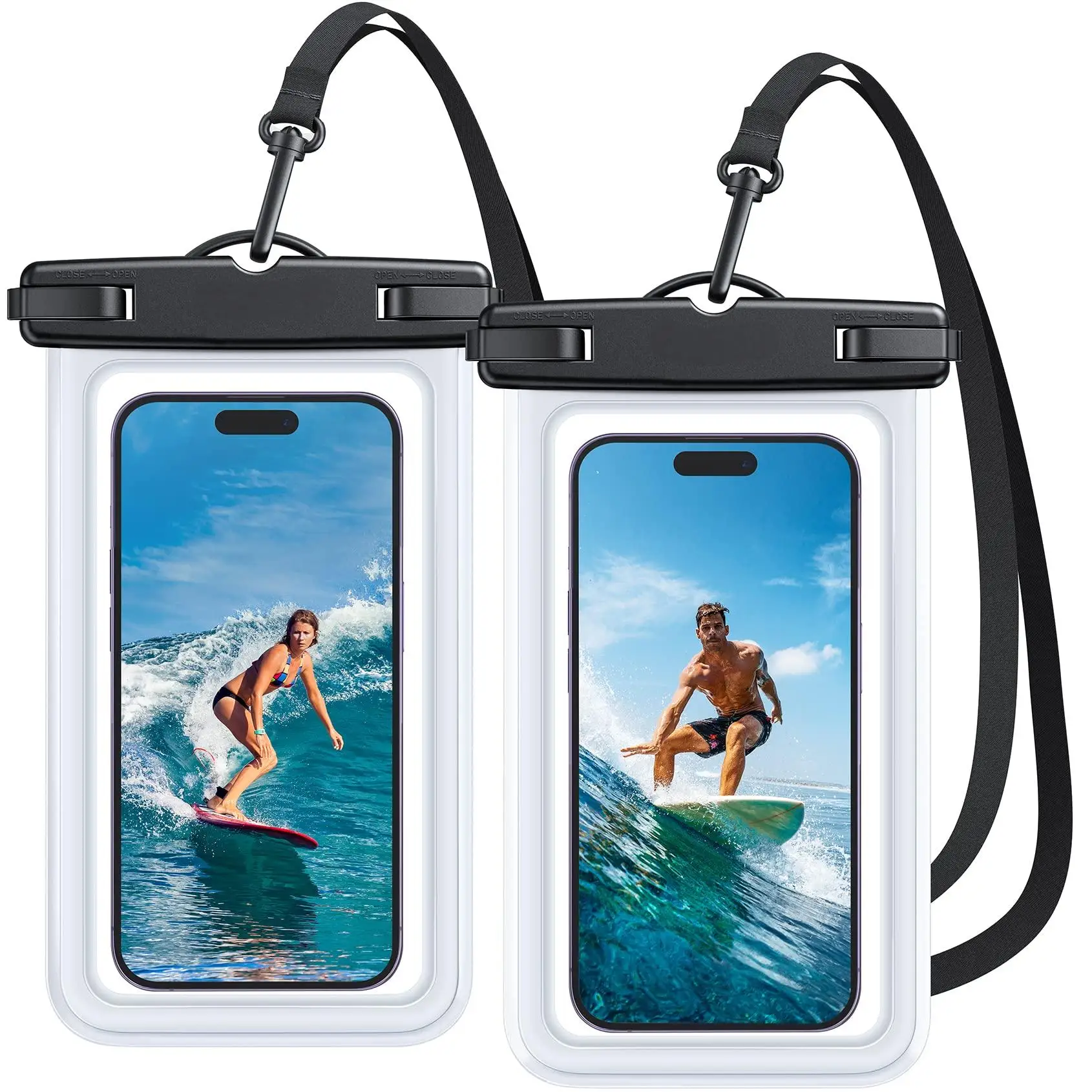 

Waterproof Phone Pouch Case [Easy Lock & Heavy Duty] IPX8 Water Proof Cell Phone Dry Bag For iPhone Samsung below 6.8" Phone