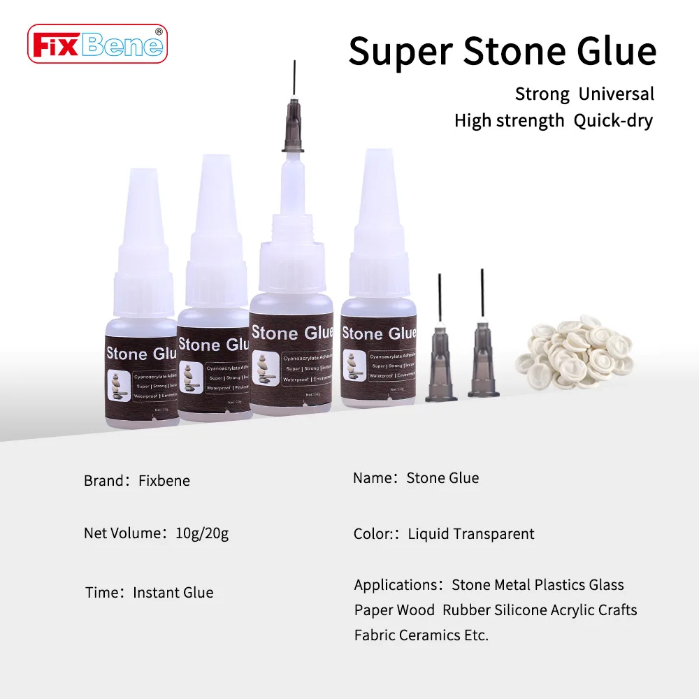 غراء الحجر إضافي قوي للغاية وواضح وسريع الجفاف، لاصق Cyanoacrylate قوي، حجر الراين الكريستالي المعدني والبلاستيك والزجاج DIY