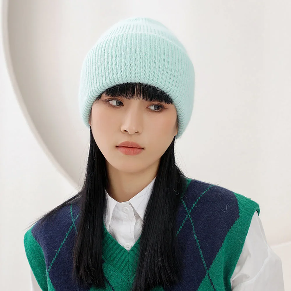 Heißer Verkauf Winter Hut Echt Kaninchen Fell Winter Hüte Für Frauen Mode Warme Beanie Hüte Frauen Solide Erwachsene Abdeckung Kopf Kappe – Detail 15