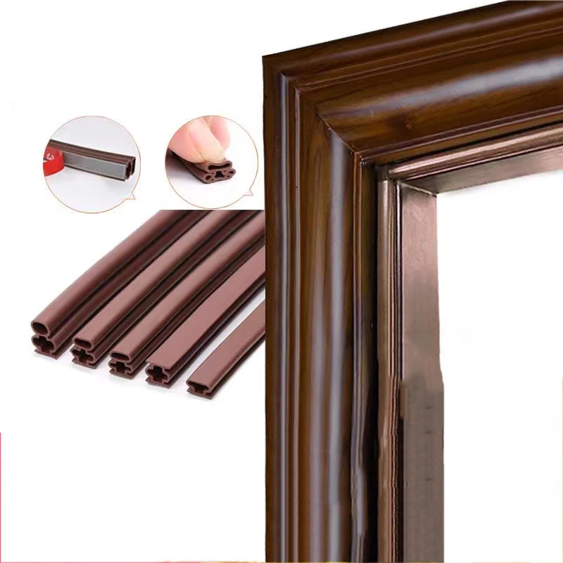 1/6M Door Window Sealing Strip Weather Resistant Anti-collision Rubber Self-adhesive White Black Brown Sound Insulation Strip