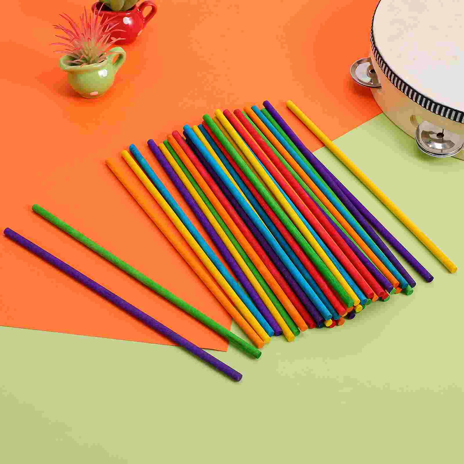 50 baquetas musicales coloridas para herramienta principiante, niño de madera