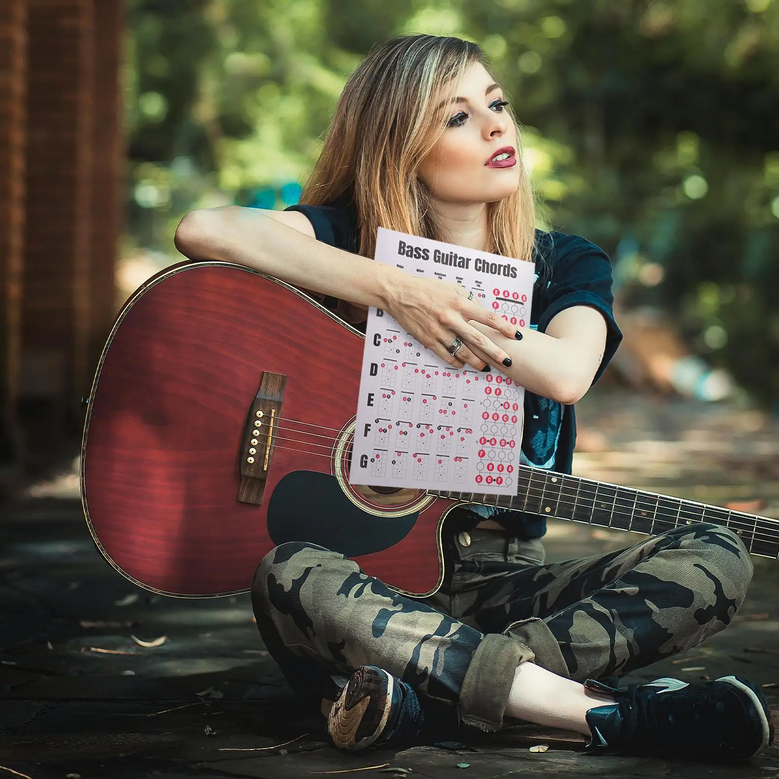 기타 베이스 코드 다이어그램 차트 포스터 38cm A4 21x30cm 초보자를 위한 벽 음악 이론 연습 가이드