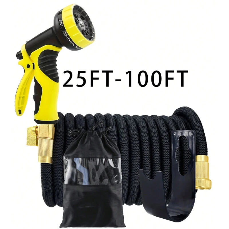 

New Garden Telescopic Flexible Magic Water Pipe, 10 Function Sprinkler Car Wash Gun, Comes With Hooks And Bags for Easy Storage