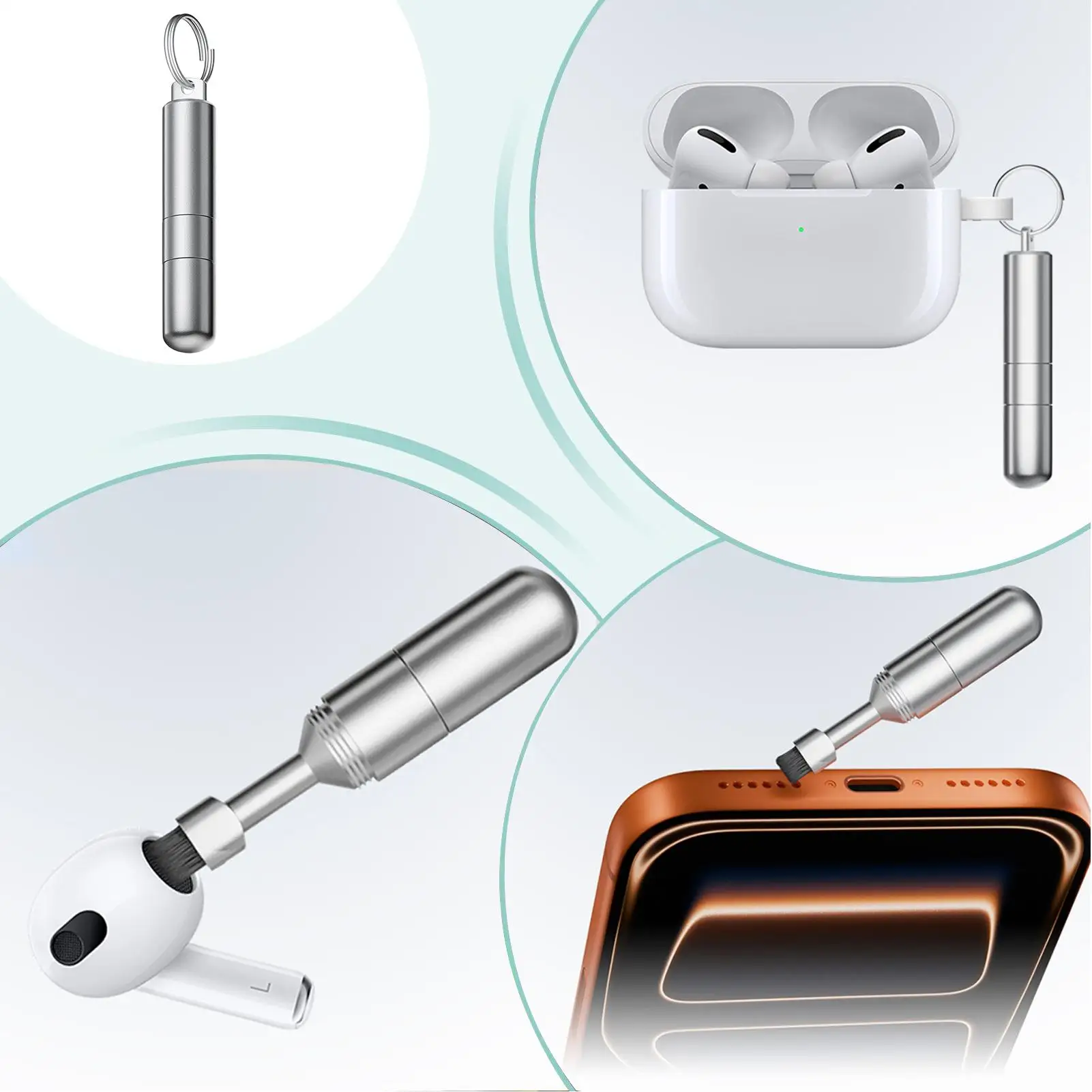 

Card Ejector Tool Cell Phone Keychain Card Eject Needle Precision Needle Cleaning Brush For Headphone Jack Charging Port Tablet