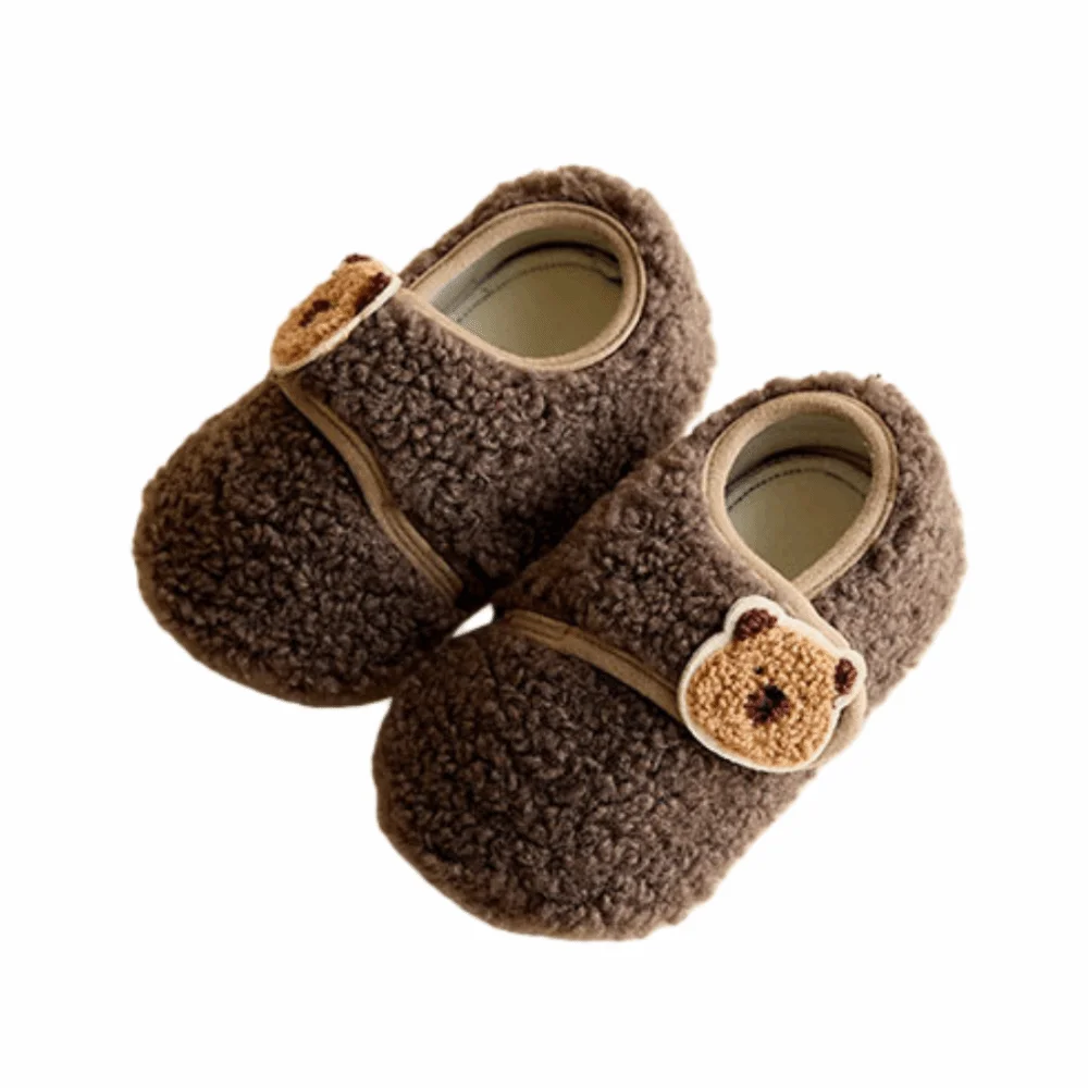 

Cartoon Baby Floor Socks Rabbit Cat Bear Adjustable Buckle Toddler Prewalkers Soft Sole Anti Skid Indoor Home Slippers