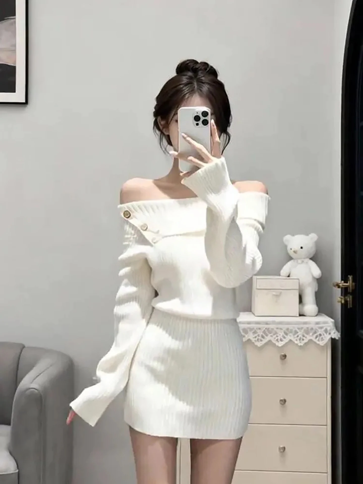 

Ele Ladylike Sle женская облегающая юбка с поясом для поездок на работу, модная ор-юбка Long Sve, трикотажная трикотажная зимняя новинка