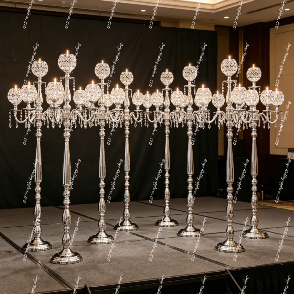 4-12pcs 120cm tall Wedding Gold Table candelabra Centerpiece Stand  Wedding Chandelier Table Props Flower Stand for Event Decora