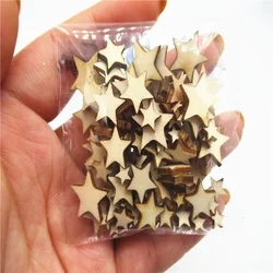 100-500 Mini Wooden Stars Slices Mixed Size Wooden Star Blank Wooden Crafts Pieces Christmas Wedding DIY Scrapbook Party Crafts