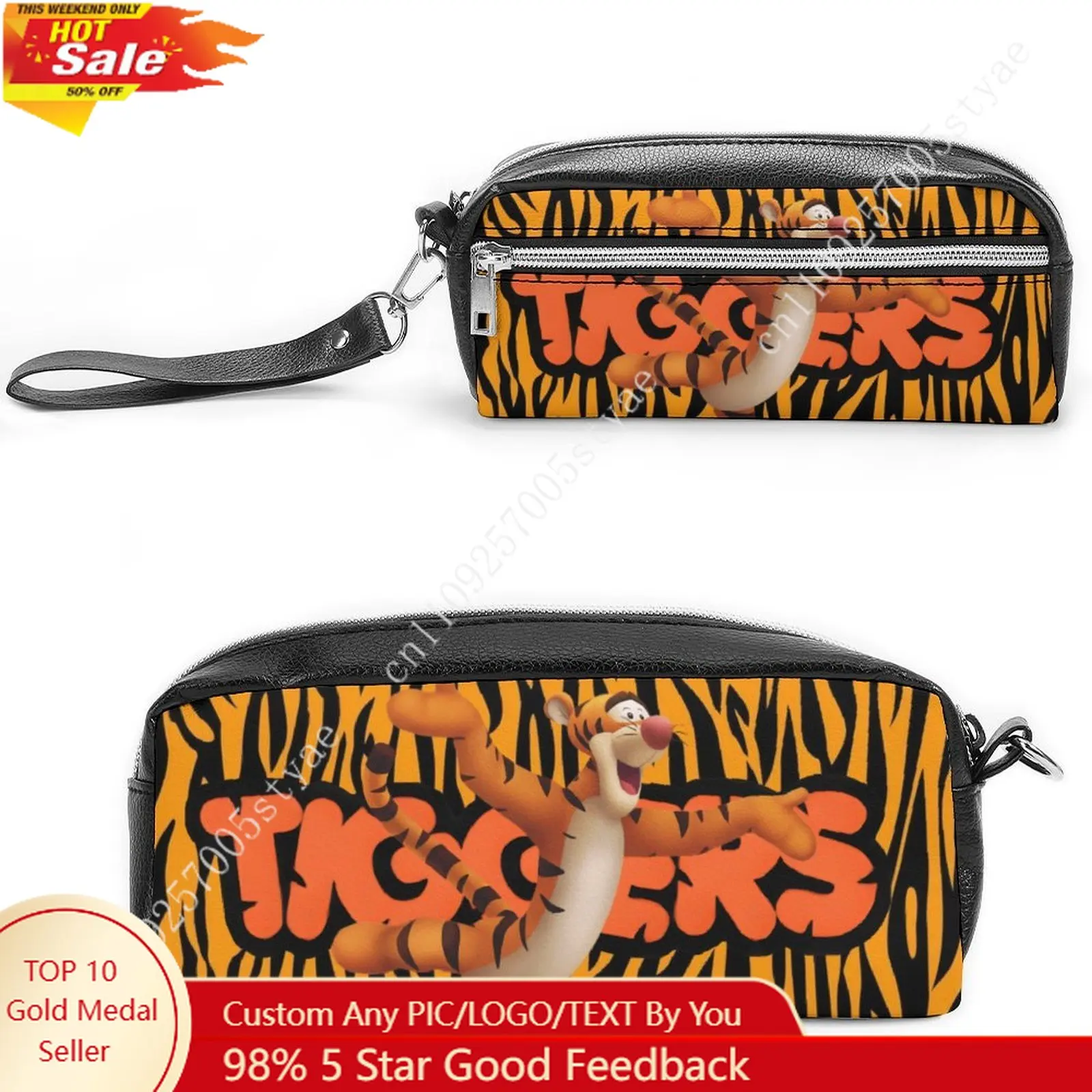 

Пенал с изображением Тигра, персонажа мультфильма Диснея, индивидуальный дизайн, персонализированное творчество, праздничный подарок, небольшая косметичка
