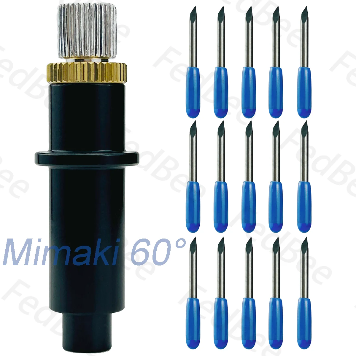 Sharp Tip 15pcs 60 Degree Deep Cut Blade + 1pc Blade Holder for Mimaki Deepcut Round Bottom Flexible