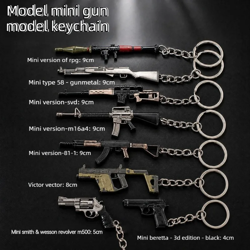 Porte-clés en alliage de zinc, modèle de mini-arme AK47, réplique d'ornement périphérique de jeu, modèle RPG portable, cadeaux de décoration pour fans militaires