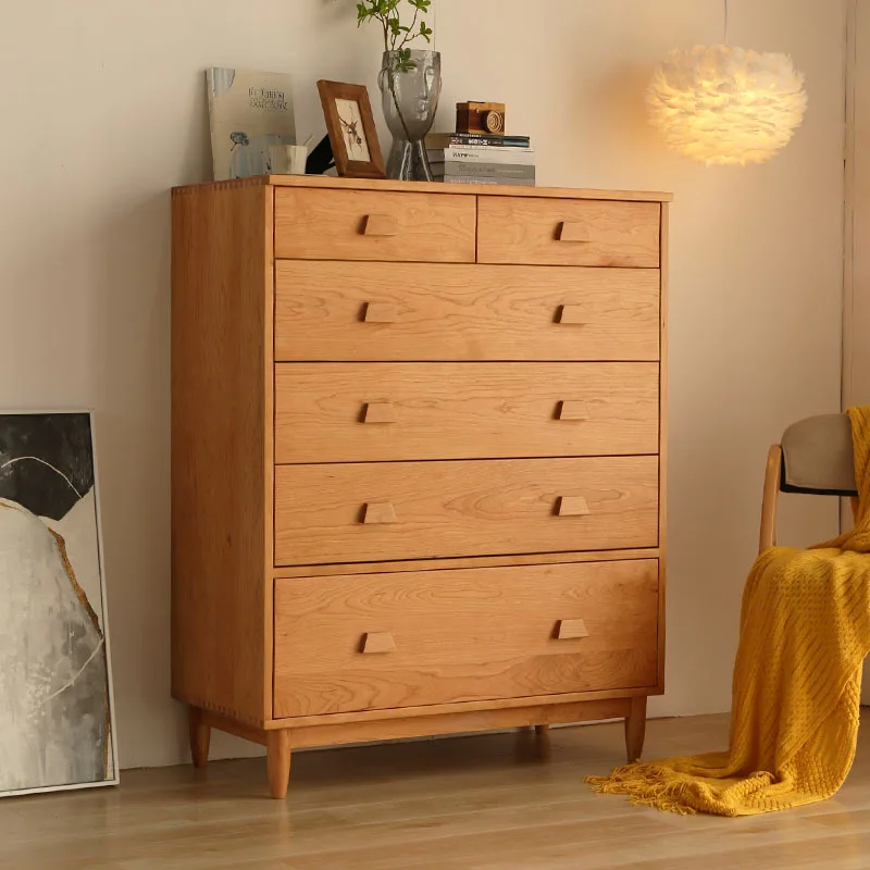 

Комод из цельного дерева, домашний шкафчик из вишневого дерева, простой современный шкаф для хранения вещей, шкаф из дубового бруса.