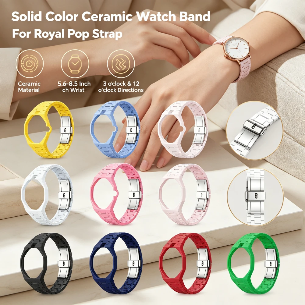 Bioceramic 2in1 Ceramic Case & Ceramic Strap for Swatch X AP Royal Pop Pocket Watch Bands Modification Kit Changer to Wristwatch