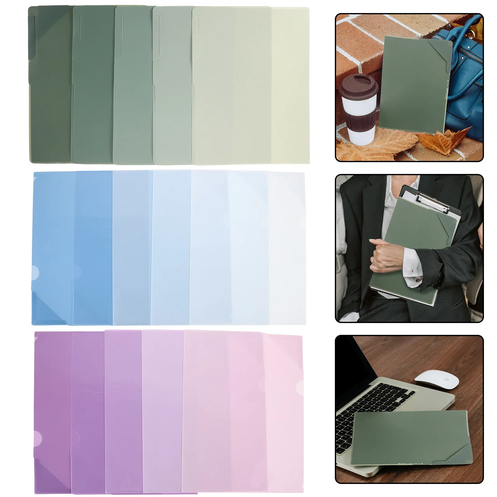 

15Pcs Bright Color L-Shaped Plastic File Folders Document Organizer Folder Set Flap for Office Supplies School