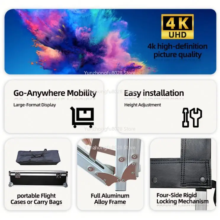 180 Inch Outdoor Projector Screen with Stand, High Definition 4k Front Projection, Suitable for Outdoor Projection