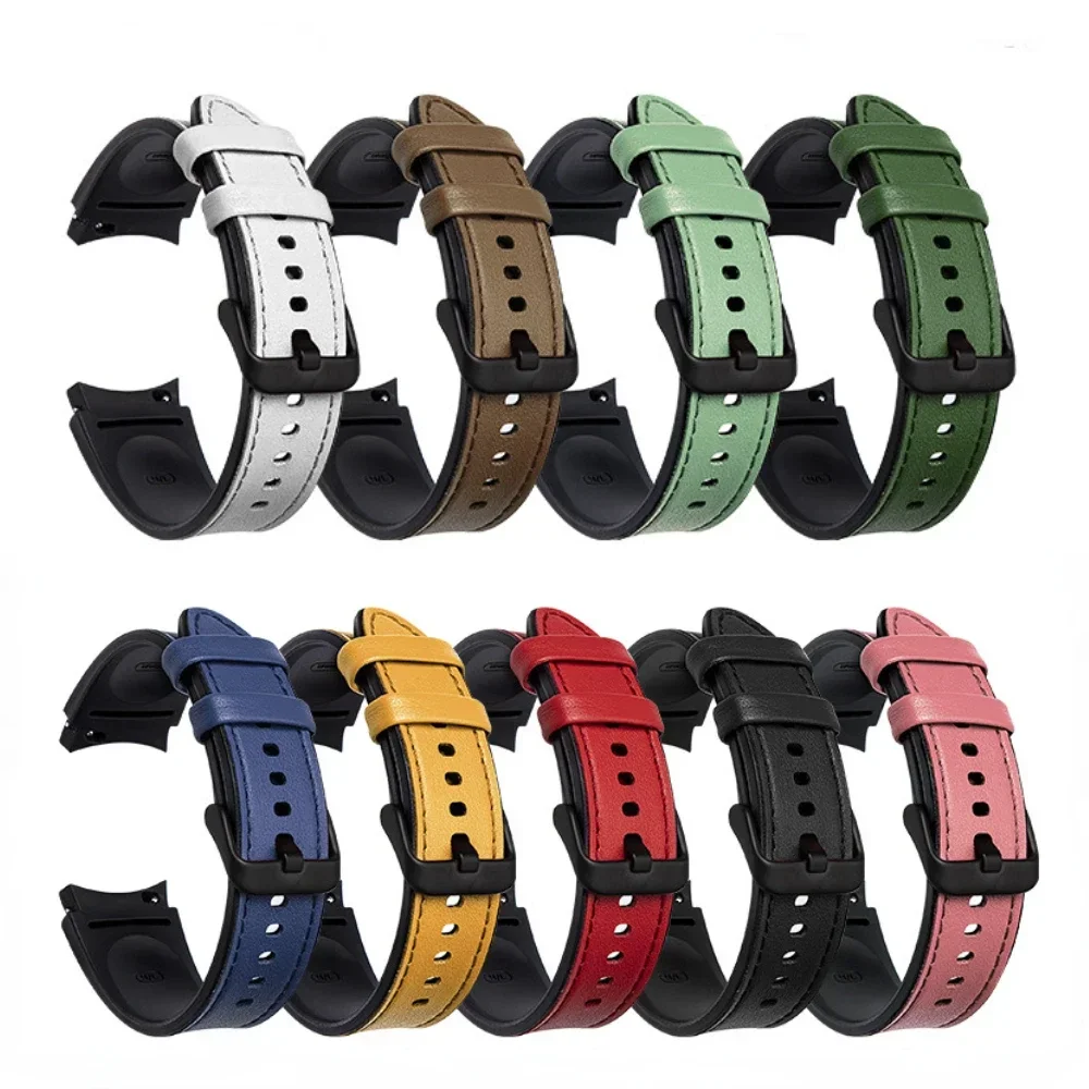 Pulseira de silicone + couro para samsung galaxy watch 7/6/5/4 44mm 40mm sem lacuna pulseira durável para relógio 47mm 42mm 43/46/45mm correa