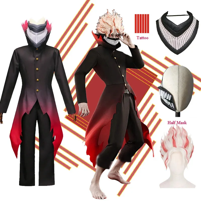 

Ken Takakura Ken okarun dandadan cosplay costume turbo granny mode high necked trench coat red black outfit Halloween party suit