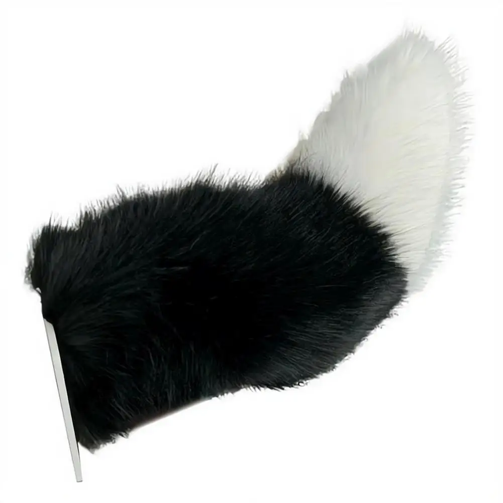 

Funny Faux Fur Car Tail Accessory, Black & White Plush Animal Tail for Rear Trunk Decoration