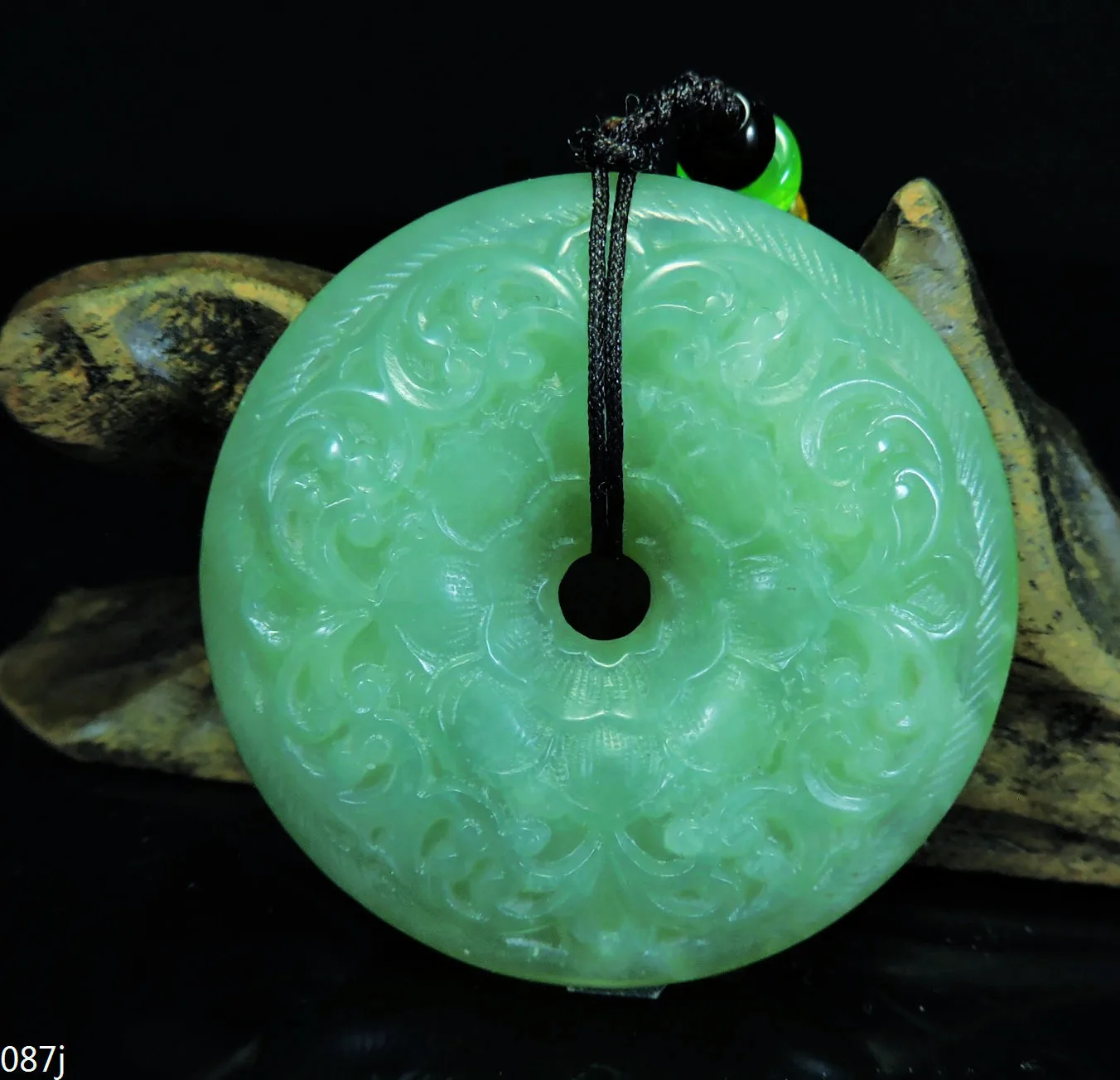 Jade Jewelry Natural Jade Pendant Necklace Hand-Carved lotus coin Jadeite Necklace Pendant Gift No Treatment 087j