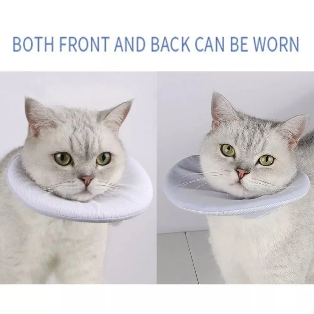 New Double Sided Cat Recovery Collar Cone Adjustable Soft Cat Protective Neck Cotton Breathable Dog Saliva Towel