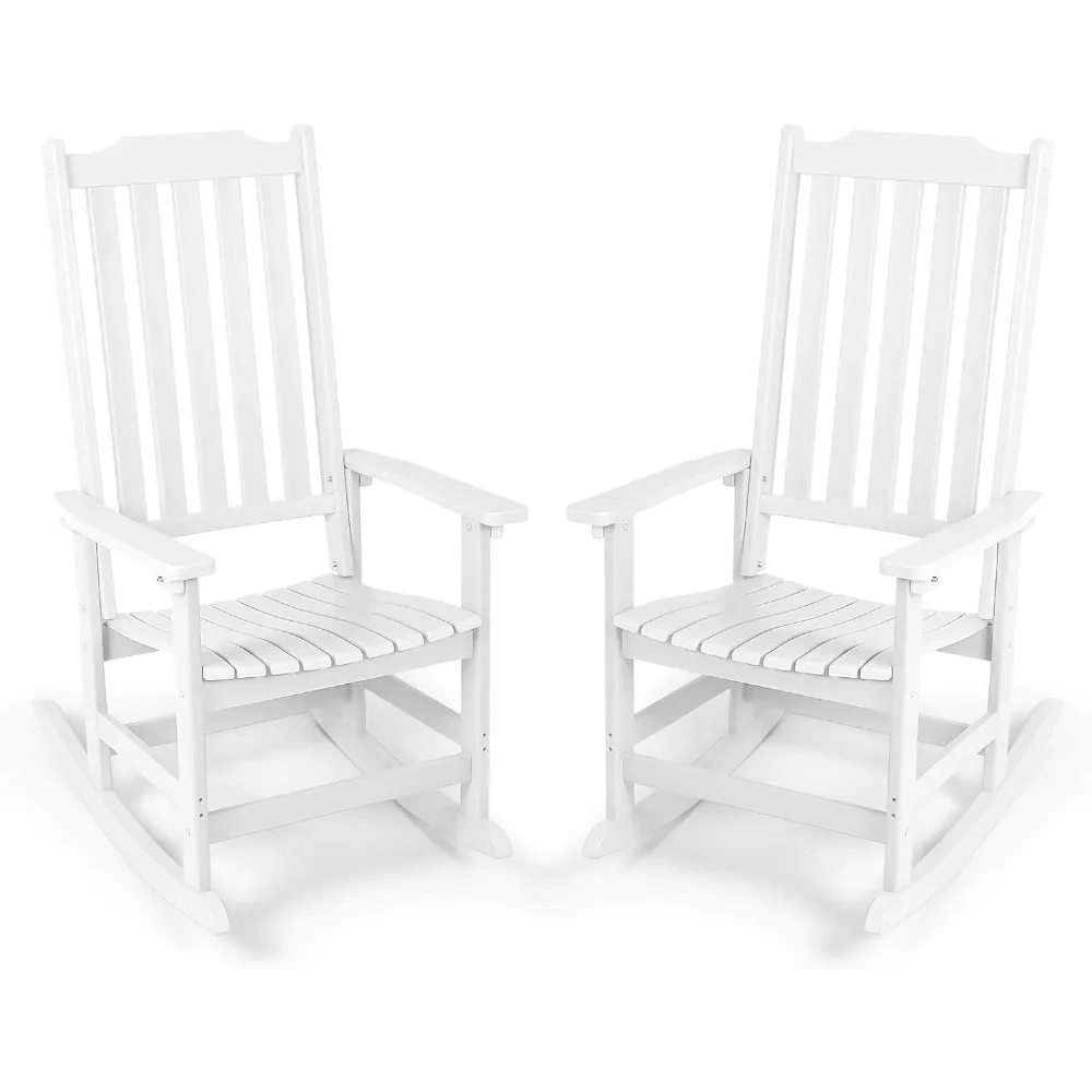 

Outdoor Rocking Chairs Set of 2, Oversized All Weather High Back Porch Rocker, Patio Rockers for Outside