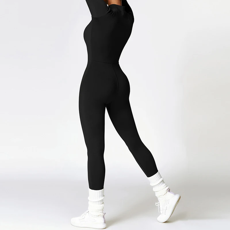 

Warm Thin Fleece Jumpsuits Women's Tracksuit Winter One-Piece Sports Suit Black Fitness Jumpsuit Long Sleeves Workout Bodysuit