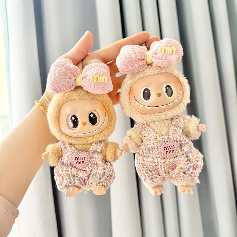 

17cm Labubu I II Idol Dolls Pink Blue Skirt Cute Mini Plush Doll'S Clothes Korea Kpop Exo Idol Dolls DIY Accessories Gifts