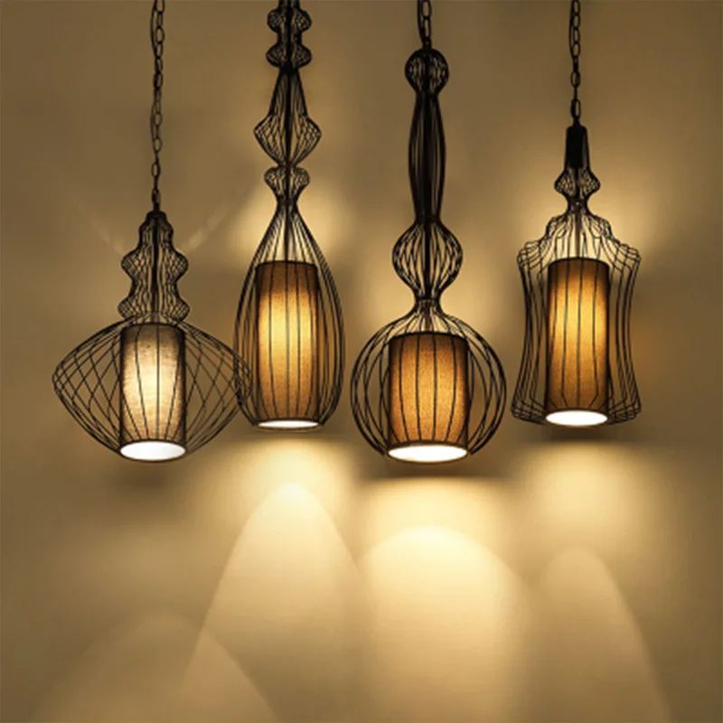 

American retro industrial Chandelier forged iron birdcage Chandelier restaurant farmhouse room decoration lighting hanging lamp