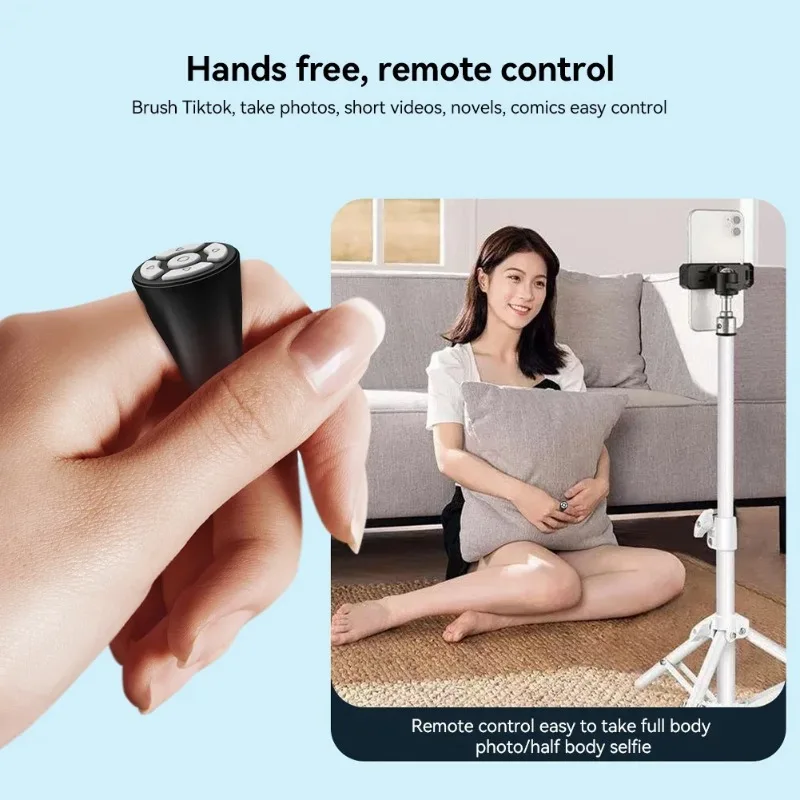 Bluetooth 5.3 Jari Bergulir Remote Control Video Ponsel Remote Control Tongkat Selfie Pengontrol Ujung Jari Halaman Otomatis
