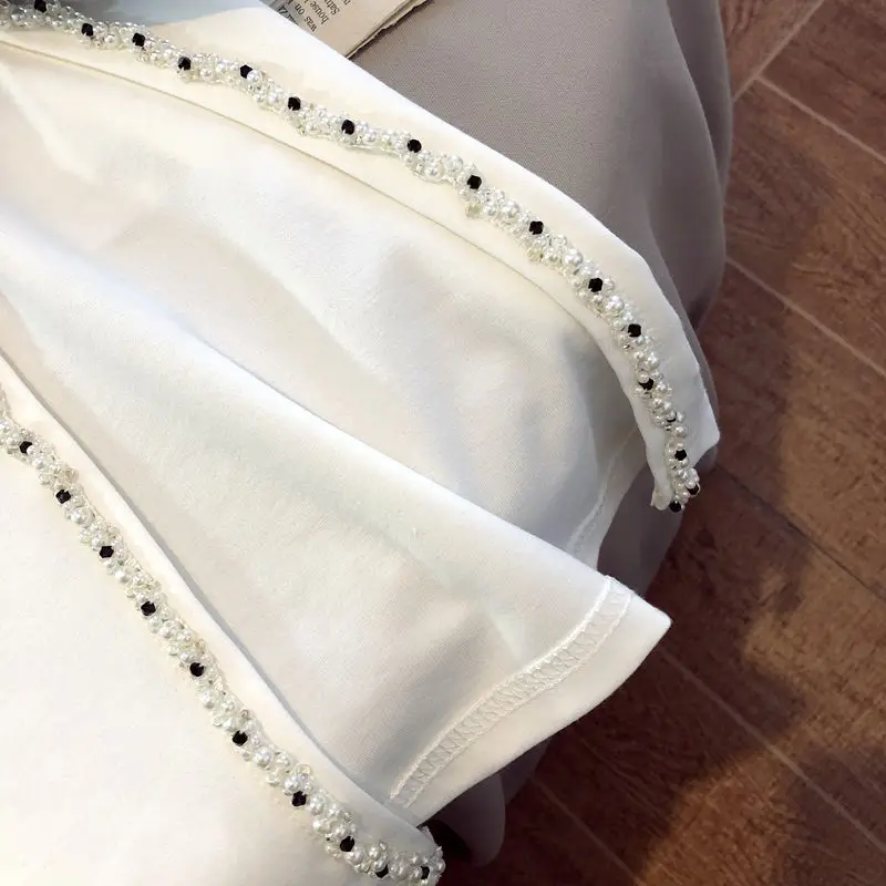 plus maat zwaar verfraaid T-shirt met knoop ort Sve Design speciaal voor vrouwen die 300-poes Koreaanse Sle weegt