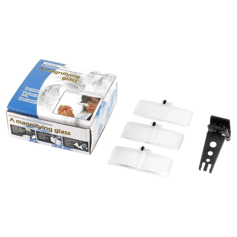 New Folding Magnifying Glass Hands Free with Three Sets of Lenses Light Spec Glasses Adjustable Clip on Glasses Surgical Reading
