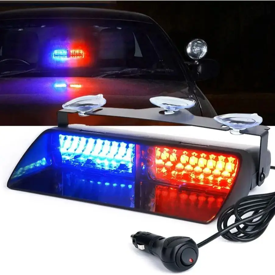 Auto Front/ Rear Windshield Flashing Lighting Light 16LED Strobe Light  Car 12V Emergency Warning Signal Lamps Police Lights