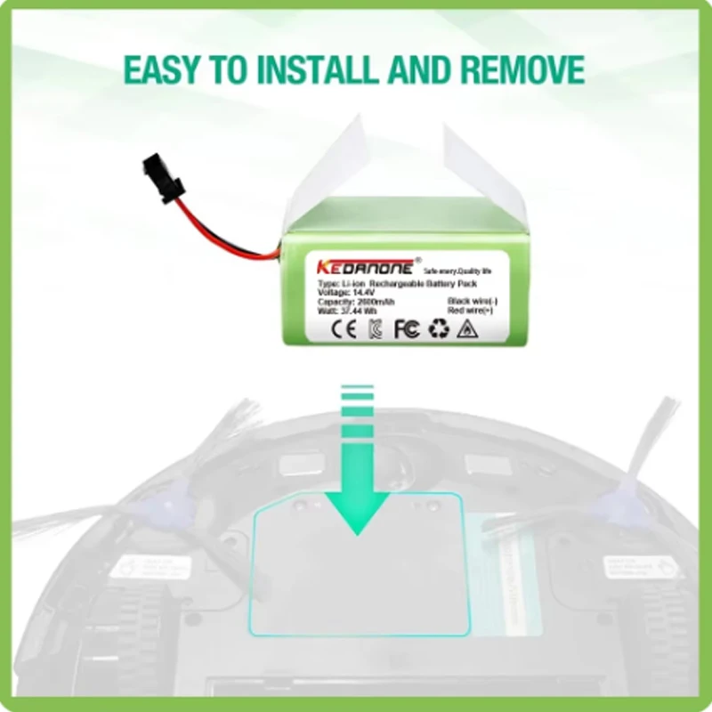 

14.4V 4000mAh Li-ion Battery for for Conga 990 1090 Tesvor X500 Ecovacs Deebot N79 N79S DN622 Eufy RoboVac 11 11S RoboVac 30
