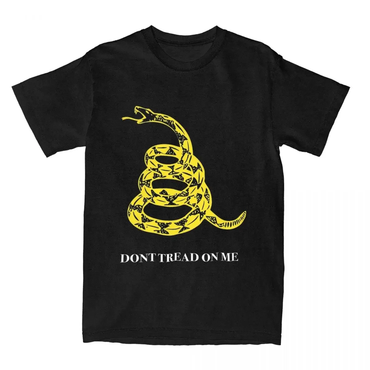 Men's Gadsden Flag Don't Tread On Me Libertarian T Shirts Yellow Pure Cotton Top Tees Short Sleeve T Shirt Round Neck Tee Shirt