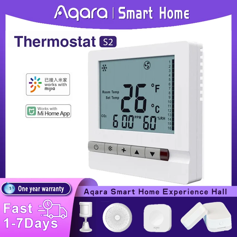 Aqara thermostat S2 EigenStone Smart Air Conditioner Temperature Control LCD FanCcoil Switch Controller for Xiaomi App Mi Home