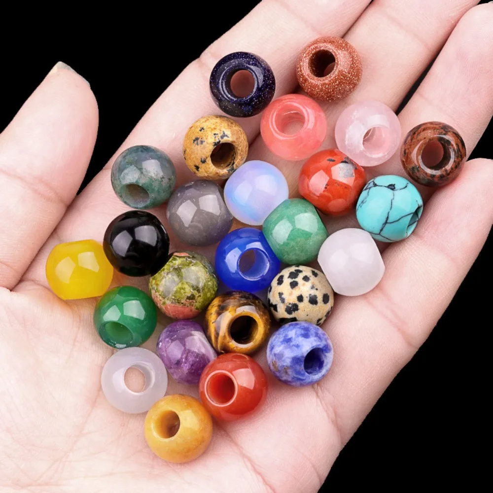 12mm Natural Stone Beads with 5mm Hole Reiki Healing Crystal Ball Mini Agate Sphere for DIY Hanging Ornaments Home Decor Gifts