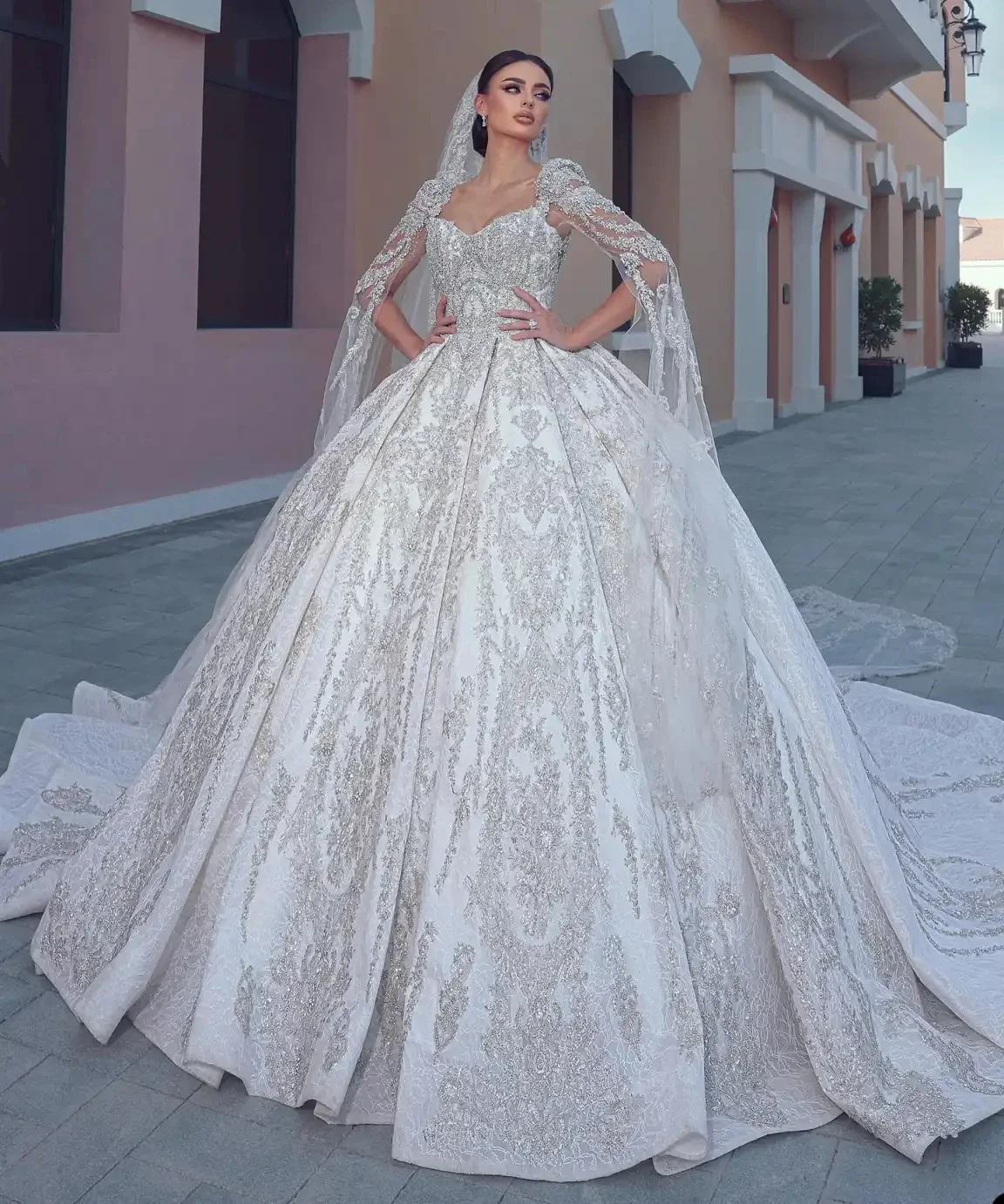 Flavinke personnalisé robe De bal robes De mariée 2025 pour les femmes perles strass dentelle robe De mariée chapelle Train Vestido De Noiva