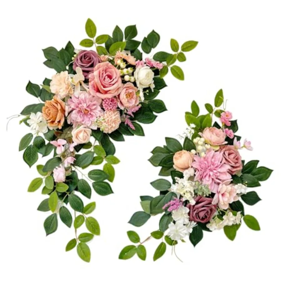 

Pack of 2 Wedding Arch Artificial Flowers for Banquet Party Reception Entrance Welcome Sign Background Decoration in Dusty Pink