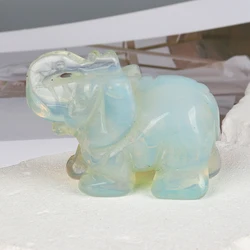 1.5 Inch Hand Carved Elephant Figurine opalite Jade Mini Animal Crystal Craft Chakra Home Decor
