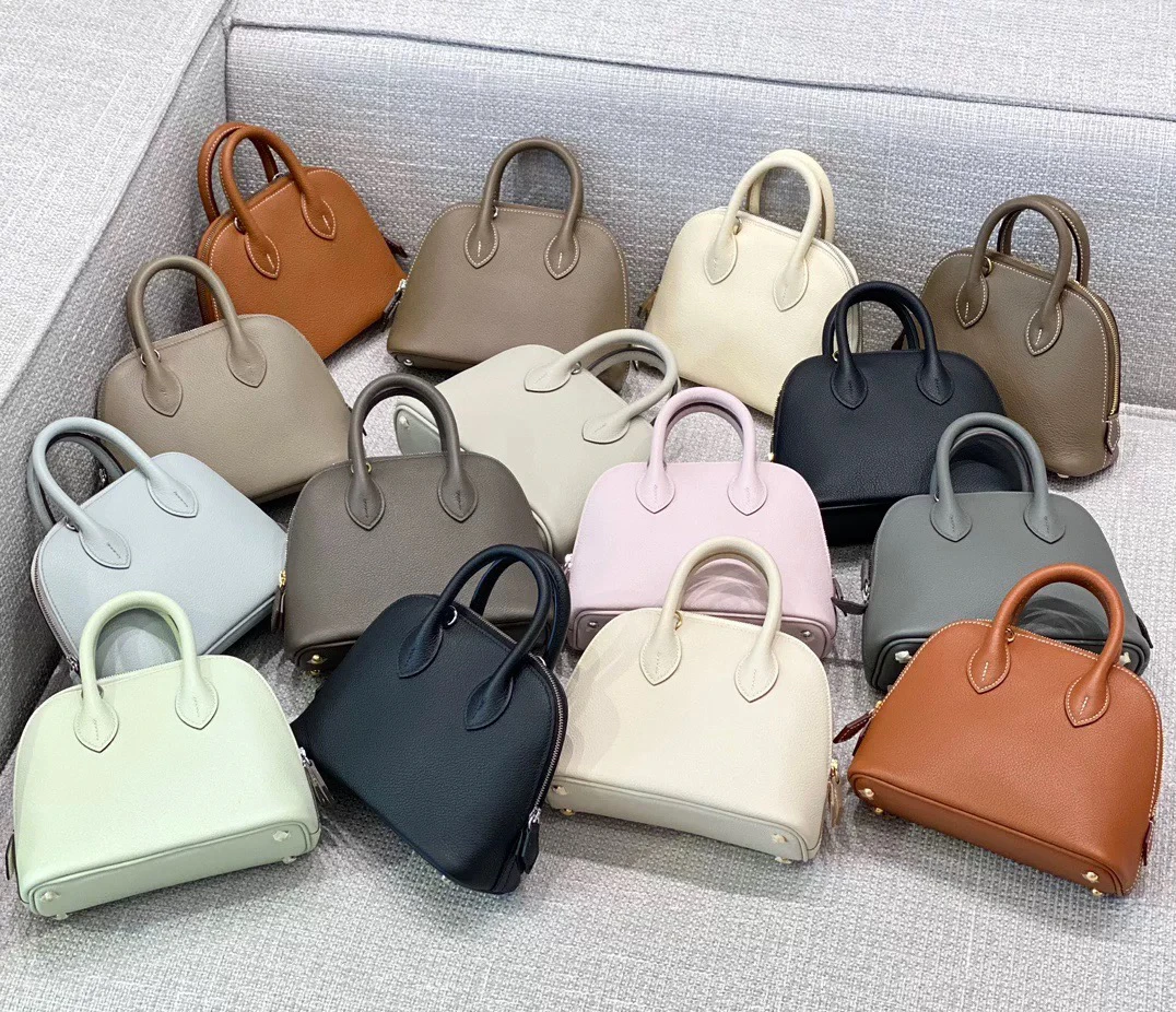 

2024 New Sle Bowling ell Bag Faionable Versatile Single oulder Crossbody Handbag Semi Handmade eep Leather