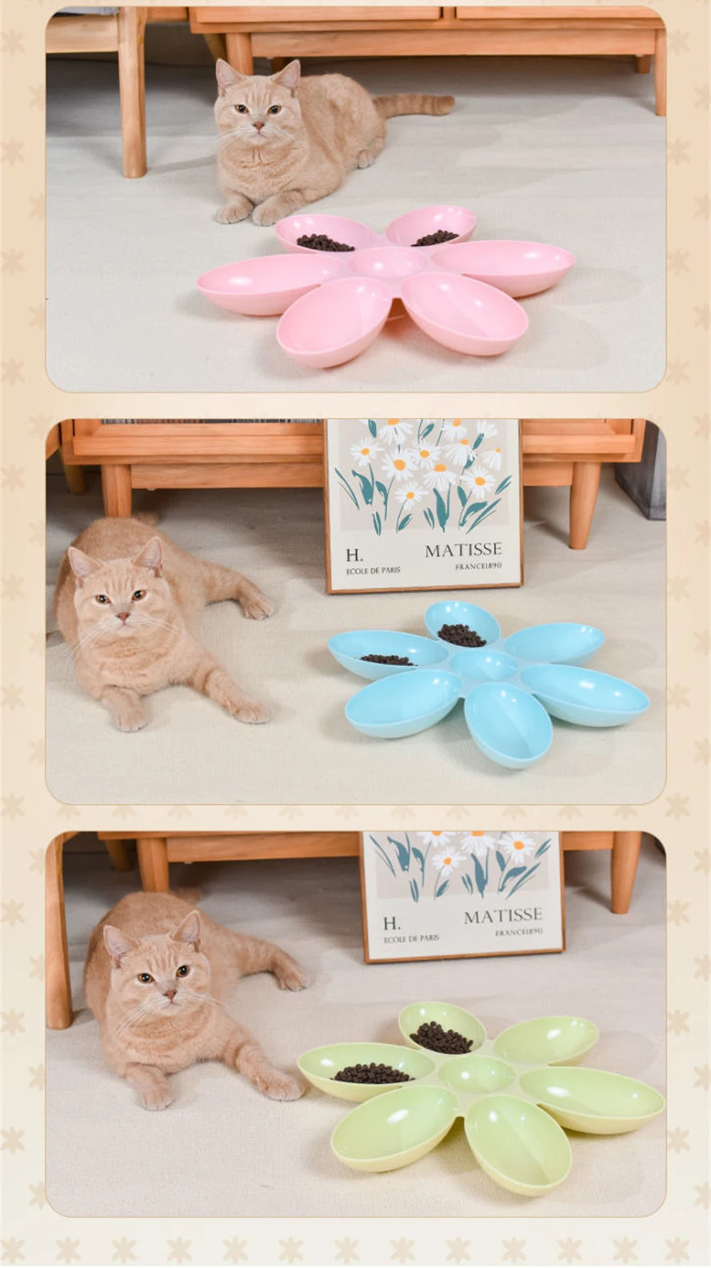 Katzenschüssel, Mehrfach-Katzenblütenförmige Futterschüssel, Spezial-Milchschüssel für Babykatzen, Multifunktionale Katzen- und Hundefutterschüssel, Verbesserte Tierfutterzeit – Detail 6