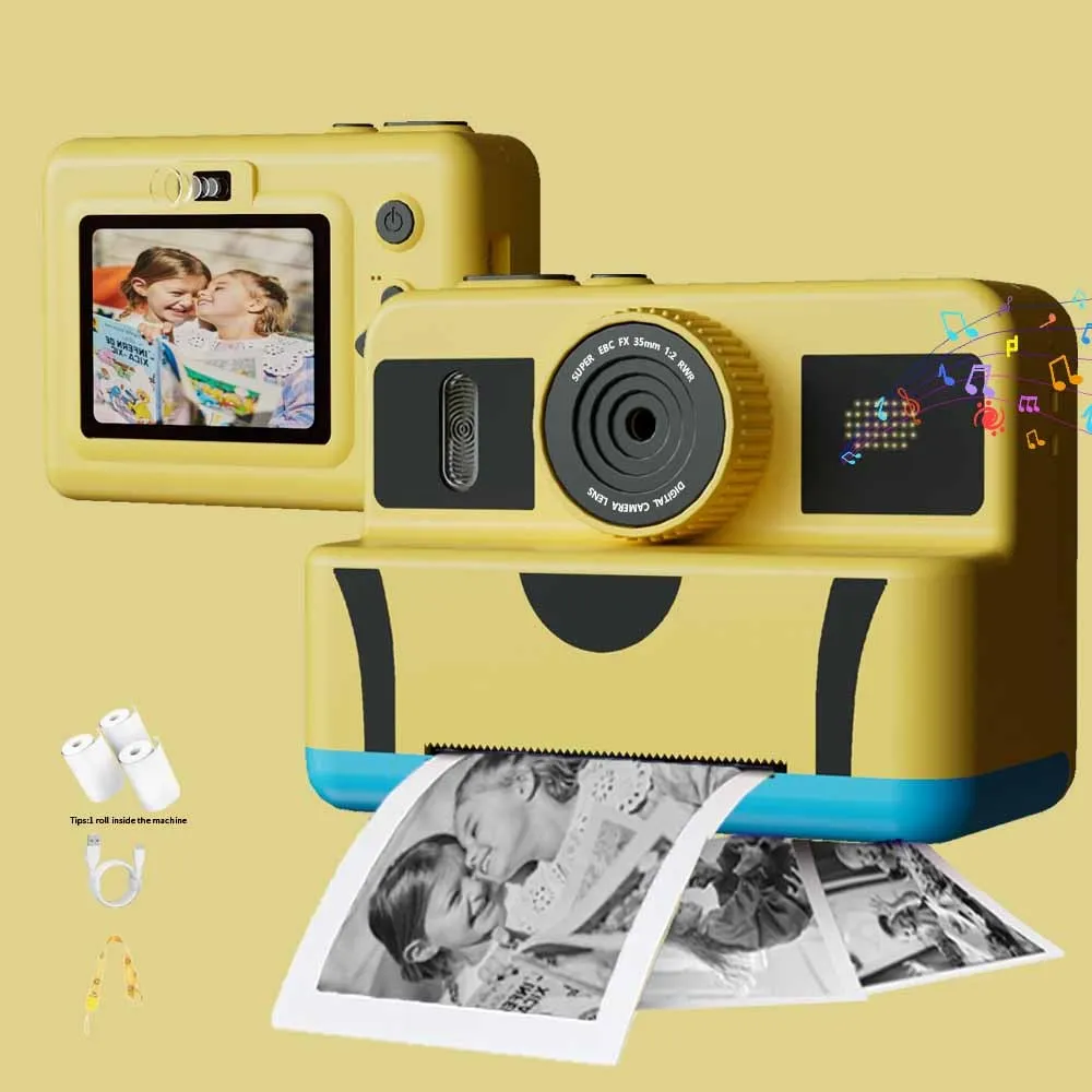 Kids Instant Camera, 2.8 Inch Screen Kids Instant Camera, Portable Toddler Dual Lens Selfie Camera Toys Christmas Birthday Gift