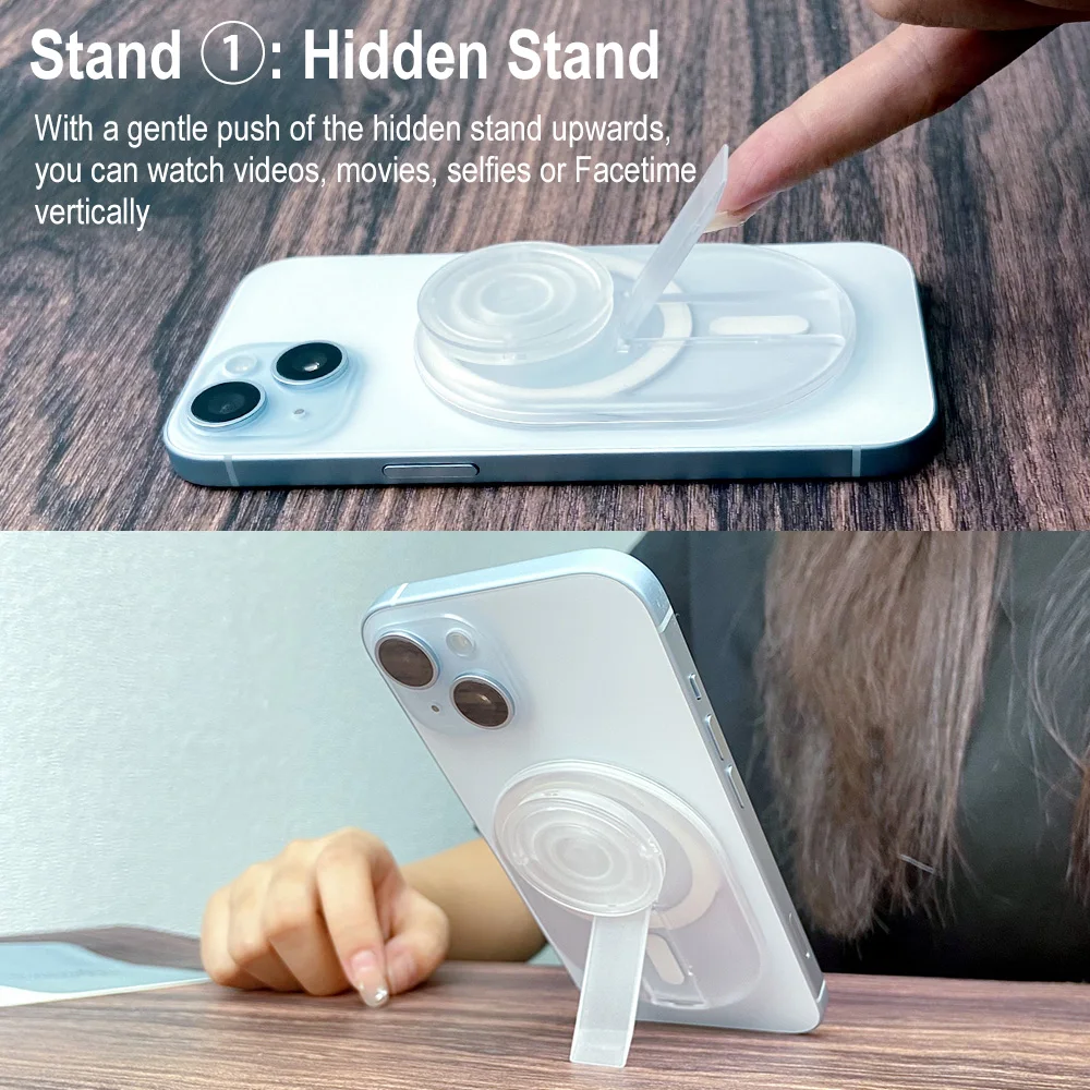 Pemegang soket saku Griptok telepon seluler magnetik dengan dua penyangga dukungan untuk IPhone Samsung braket dudukan pemanjangan jari