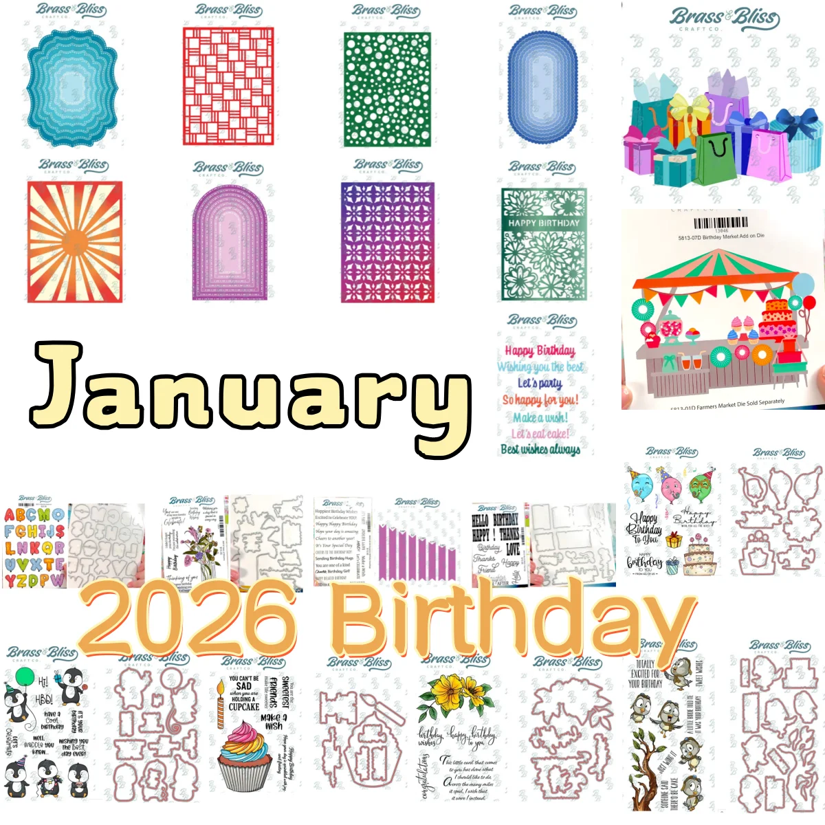 

2026 Sweet Wishes Birthday Release Metal Cutting Dies Clear Stamps Hot Foil For DIY Scrapbook Craft Decoration Embossing