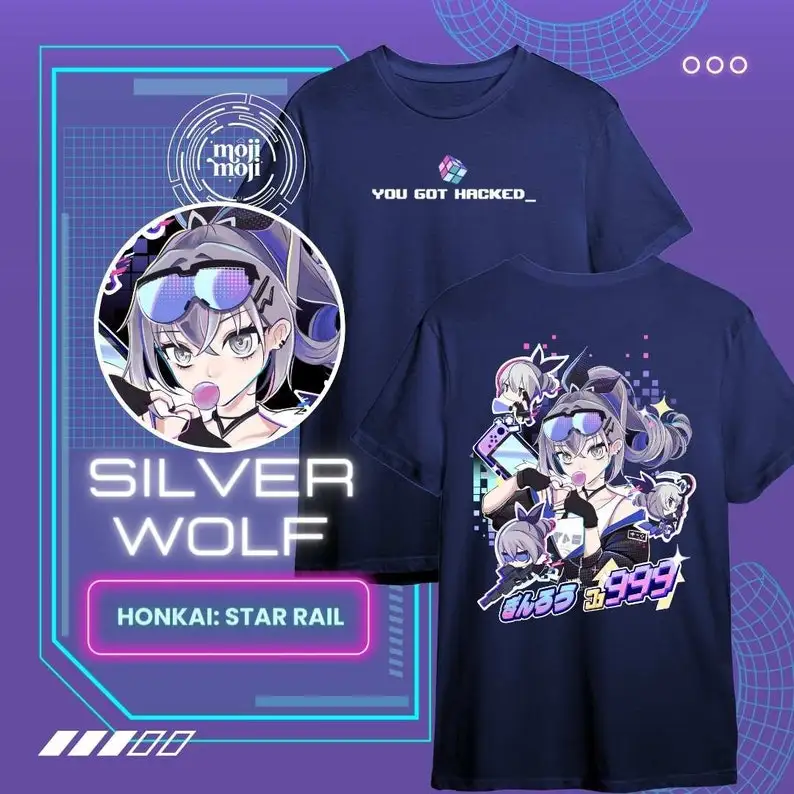 เสื้อรถไฟ silverwolf honkai Star, honkai: เสื้อยืดลายดาว, ฝูงหมาป่าสีเงิน, ฝูงหมาป่าสีเงิน, เสื้อนักเล่นเกม