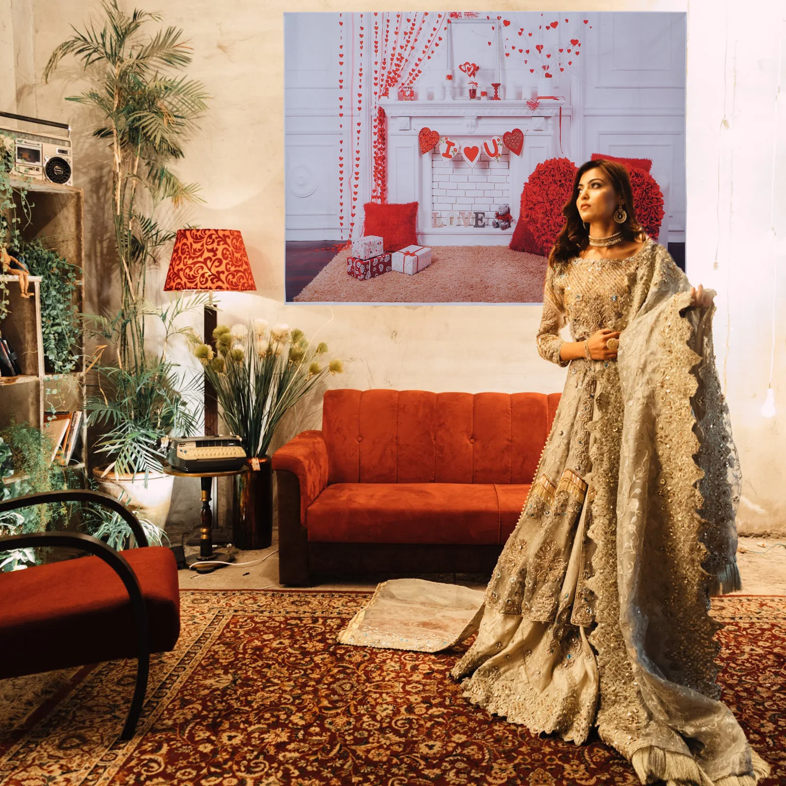 

Love Flower Backdrop Large Size Romantic Party Decoration For Valentine Wedding Graduation Indoor Outdoor Use Photography